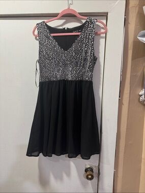 Girls Black Dress with Silver Sequin Bodice - Elegant Party Dress